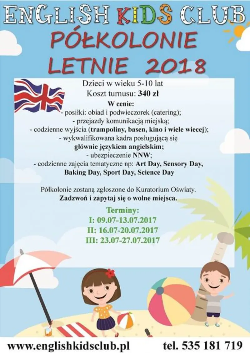 Zapisy na Półkolonie Letnie 2018 Ruszyły!!! - Język Angielski dla Dzieci